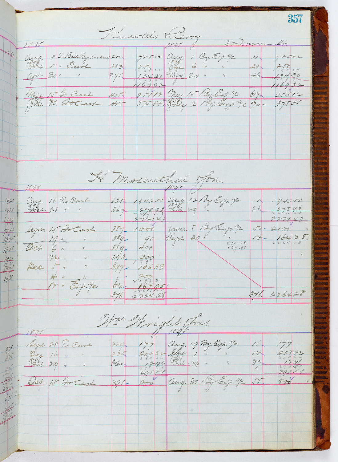 Music Hall Accounting Ledger, volume 1, page 357