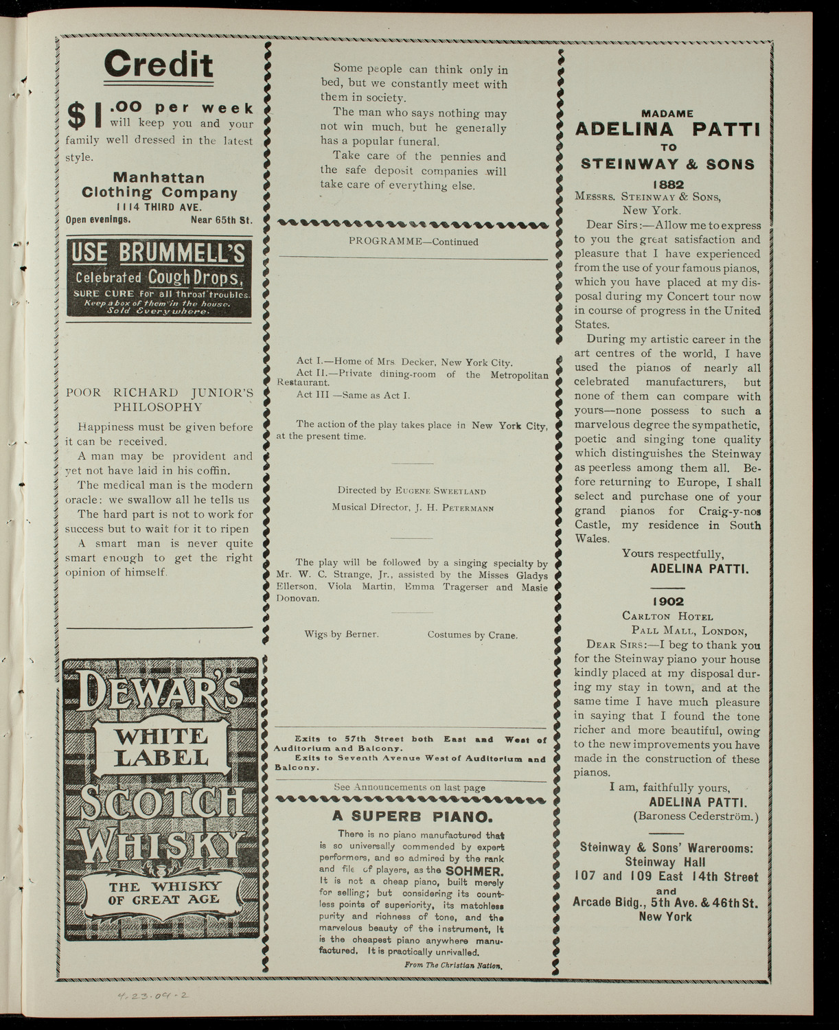 The Inter-Scholastic Athletic Association presents "Pink Dominoes", April 23, 1904, program page 3