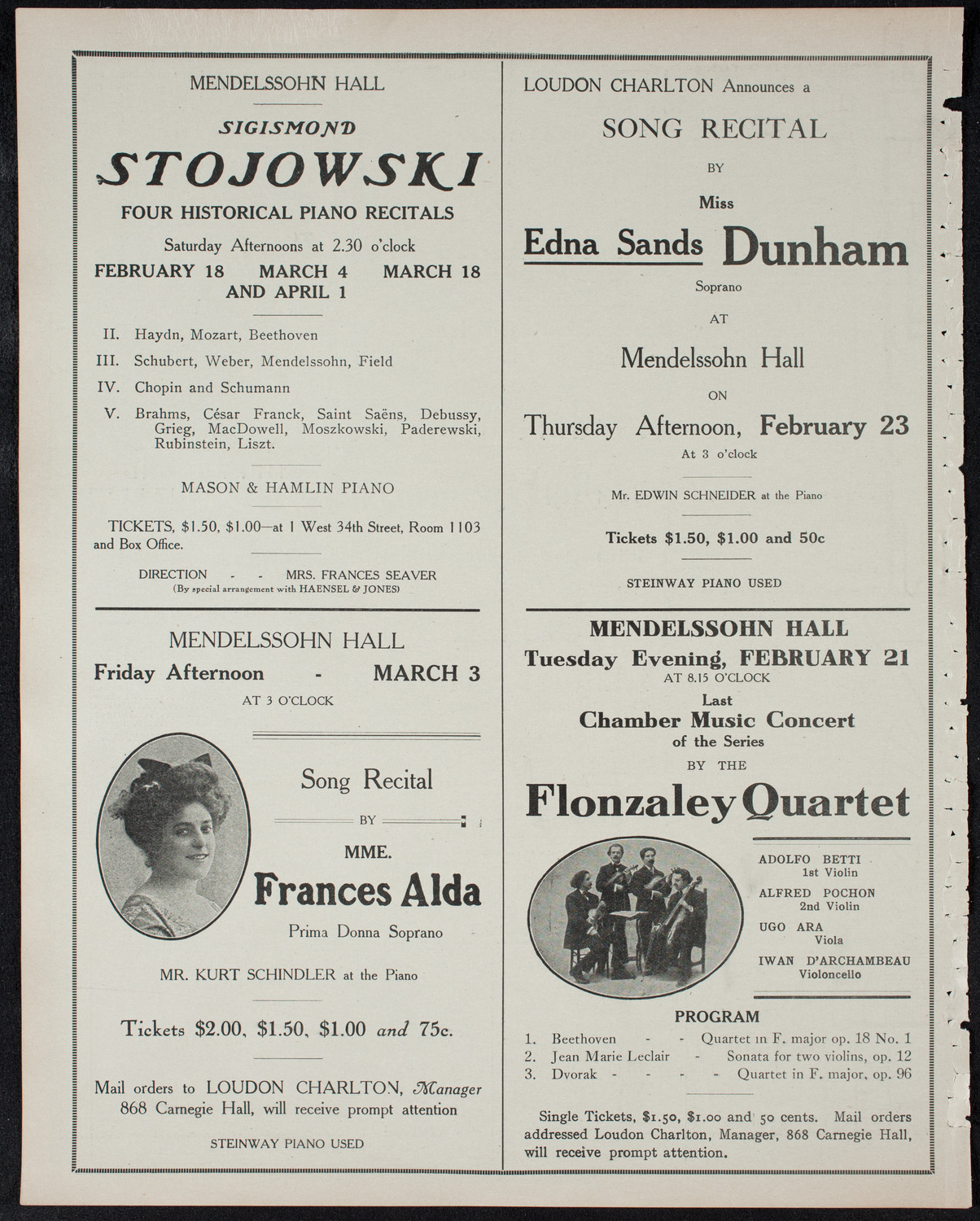 Johanna Gadski, Soprano, February 14, 1911, program page 10