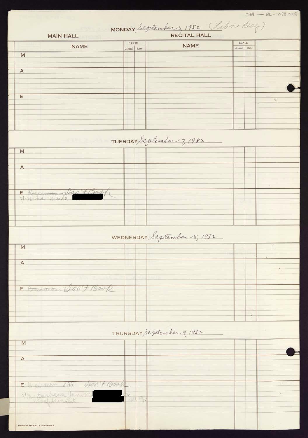 Carnegie Hall Booking Ledger, volume 28, page 8