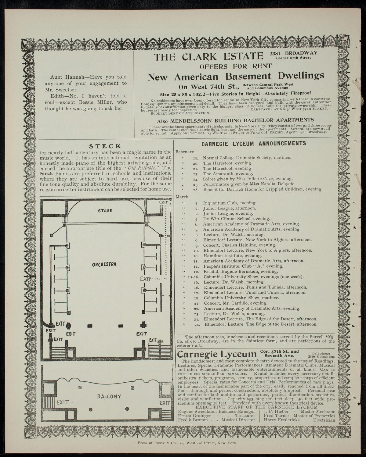 Normal College Dramatic Club, February 17, 1905, program page 4