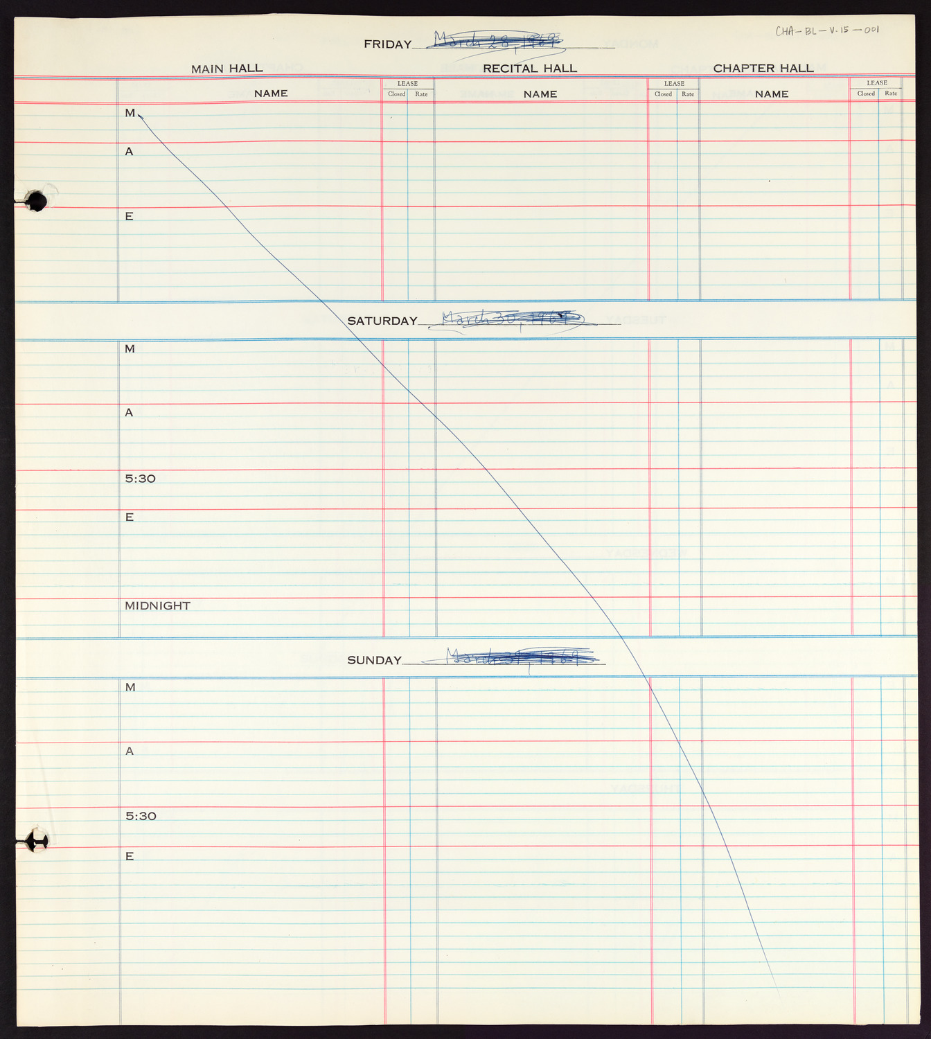 Carnegie Hall Booking Ledger, volume 15, page 1