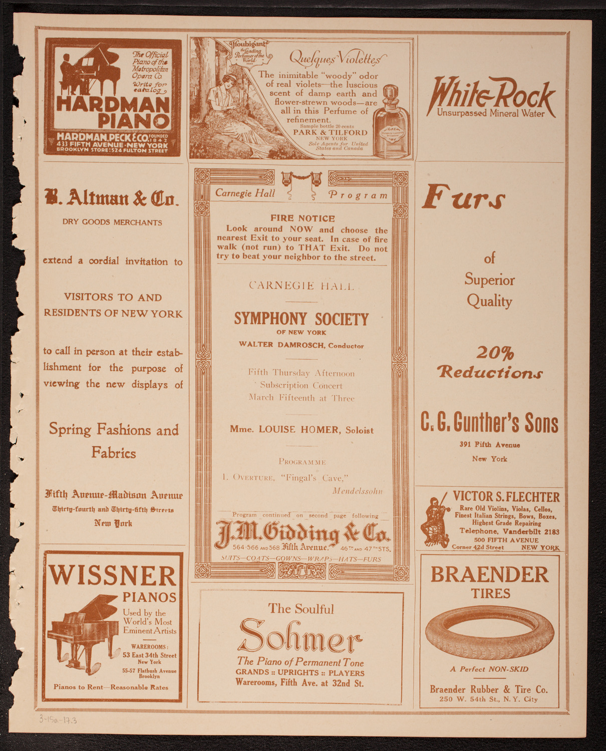 New York Symphony Orchestra, March 15, 1917, program page 5