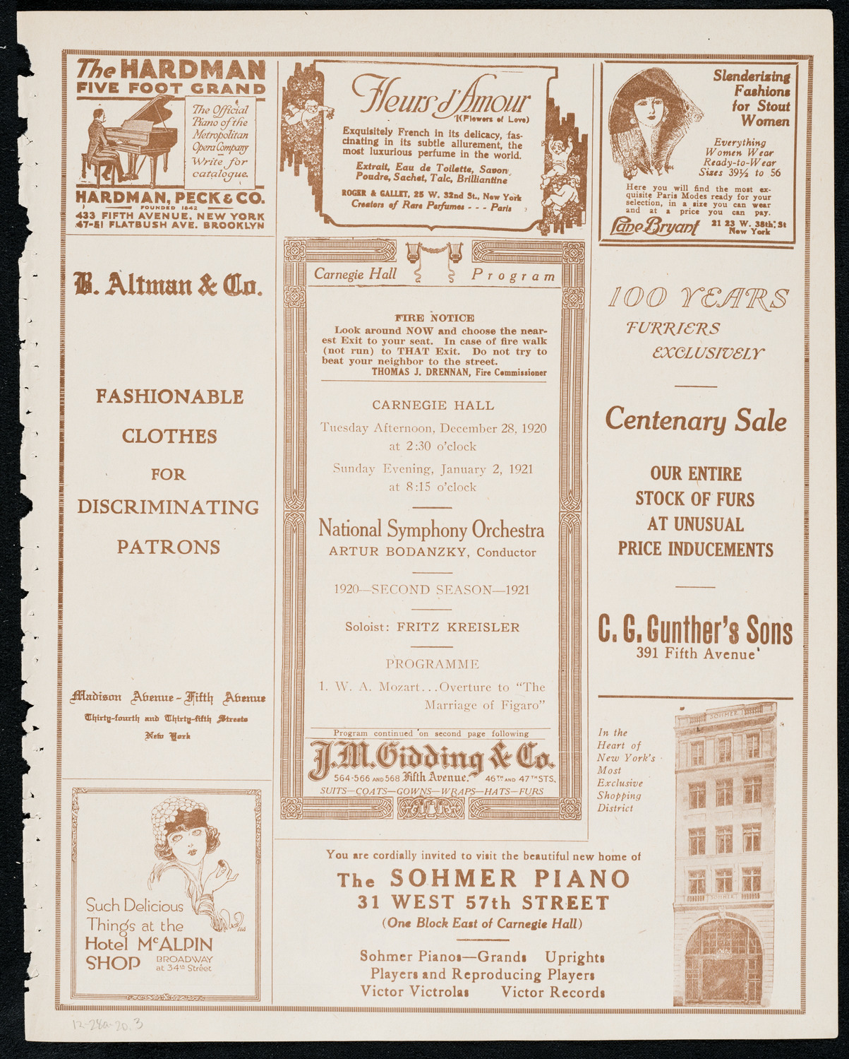 National Symphony Orchestra, December 28, 1920, program page 5