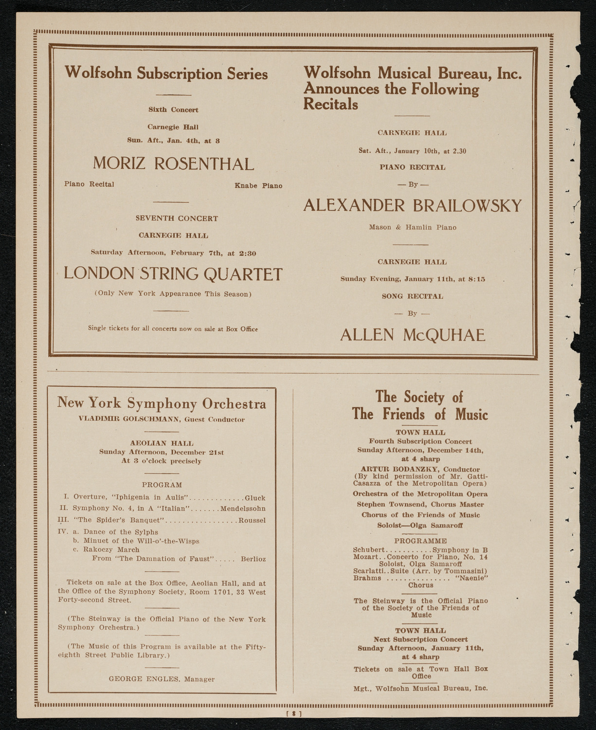 New York Philharmonic, December 7, 1924, program page 8