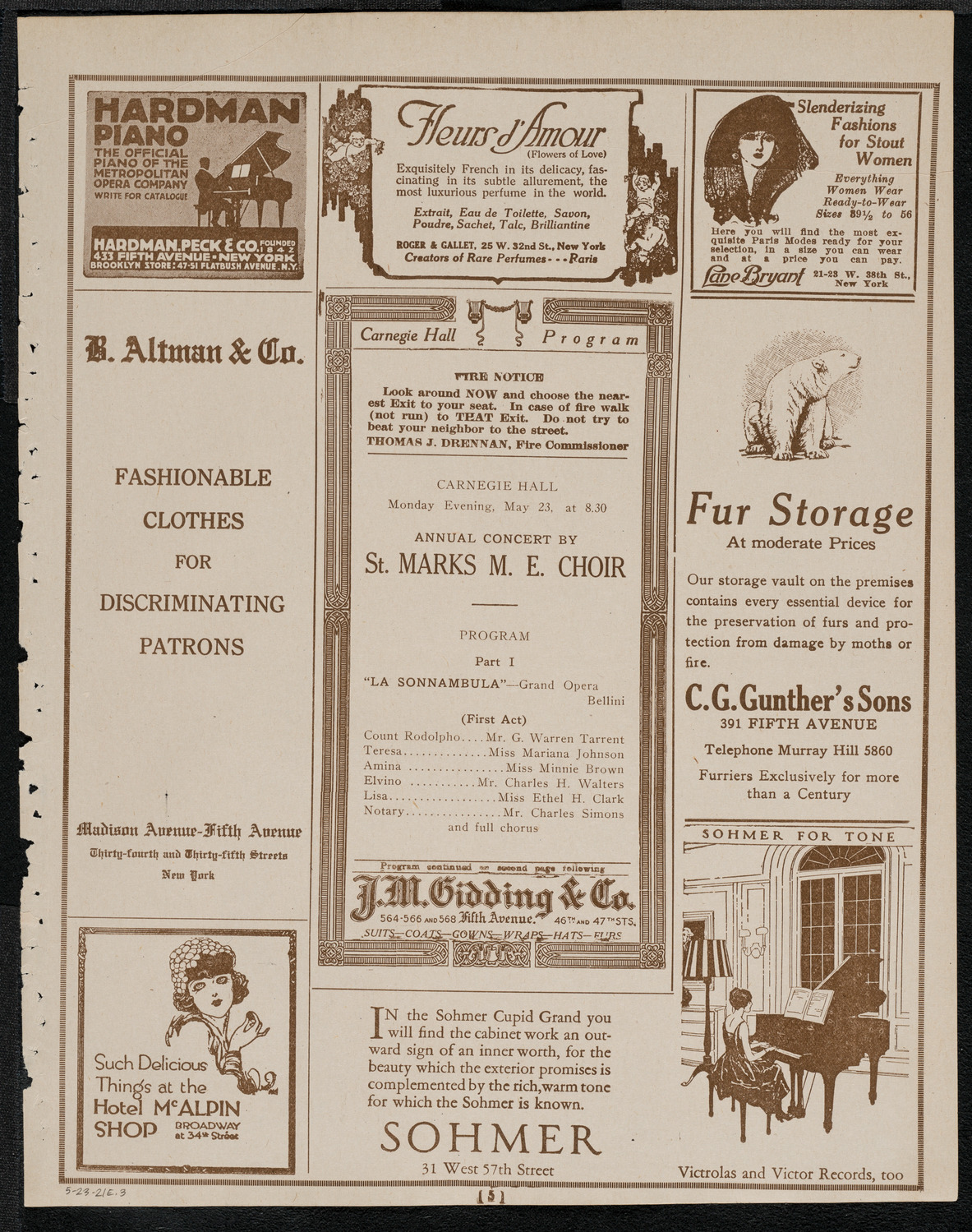 St. Mark's Methodist Episcopal Choir, May 23, 1921, program page 5