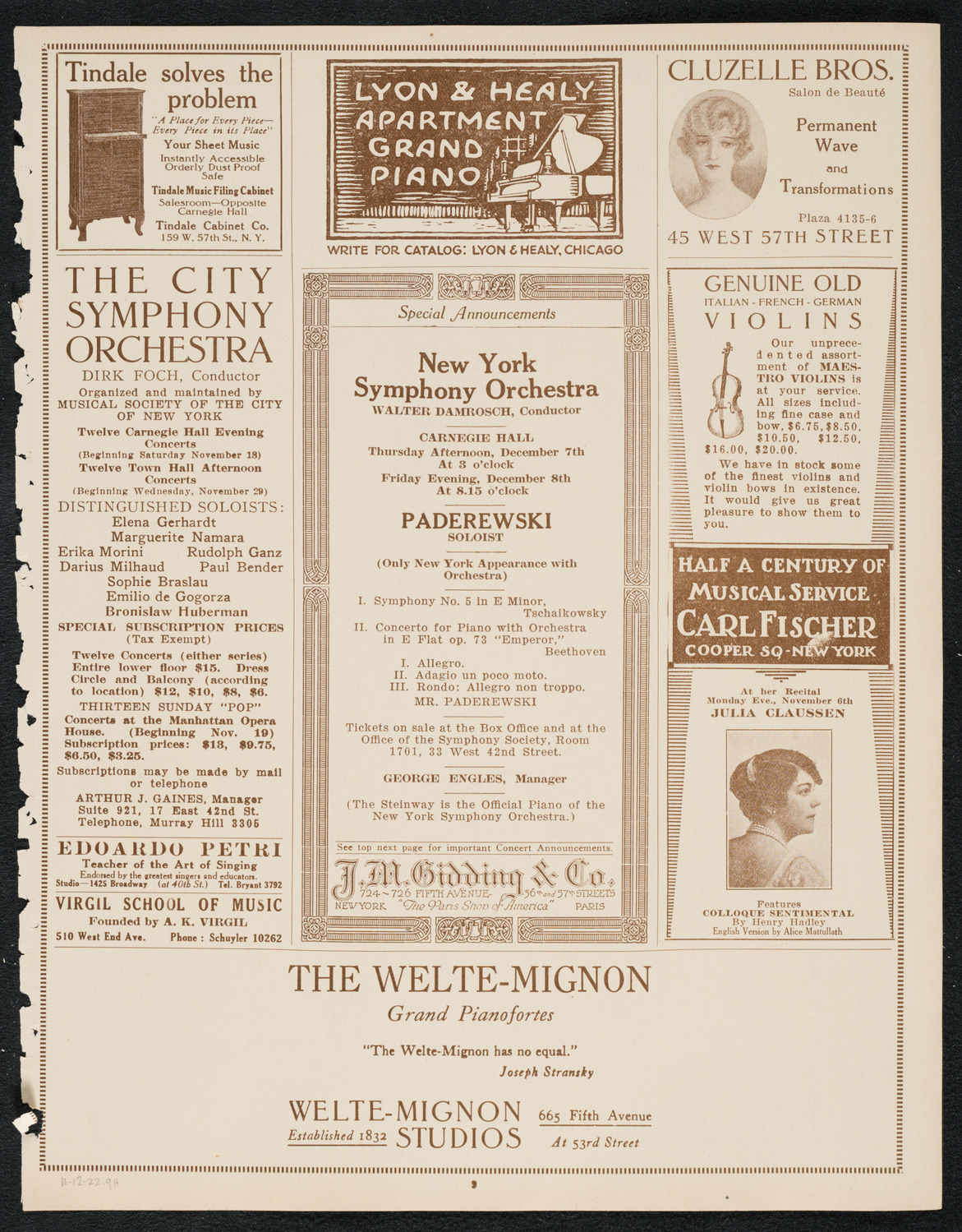 Isa Kremer, Soprano, November 12, 1922, program page 9