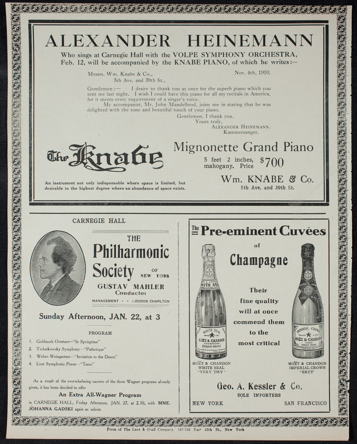 Russian Symphony Society of New York, January 19, 1911, program page 12