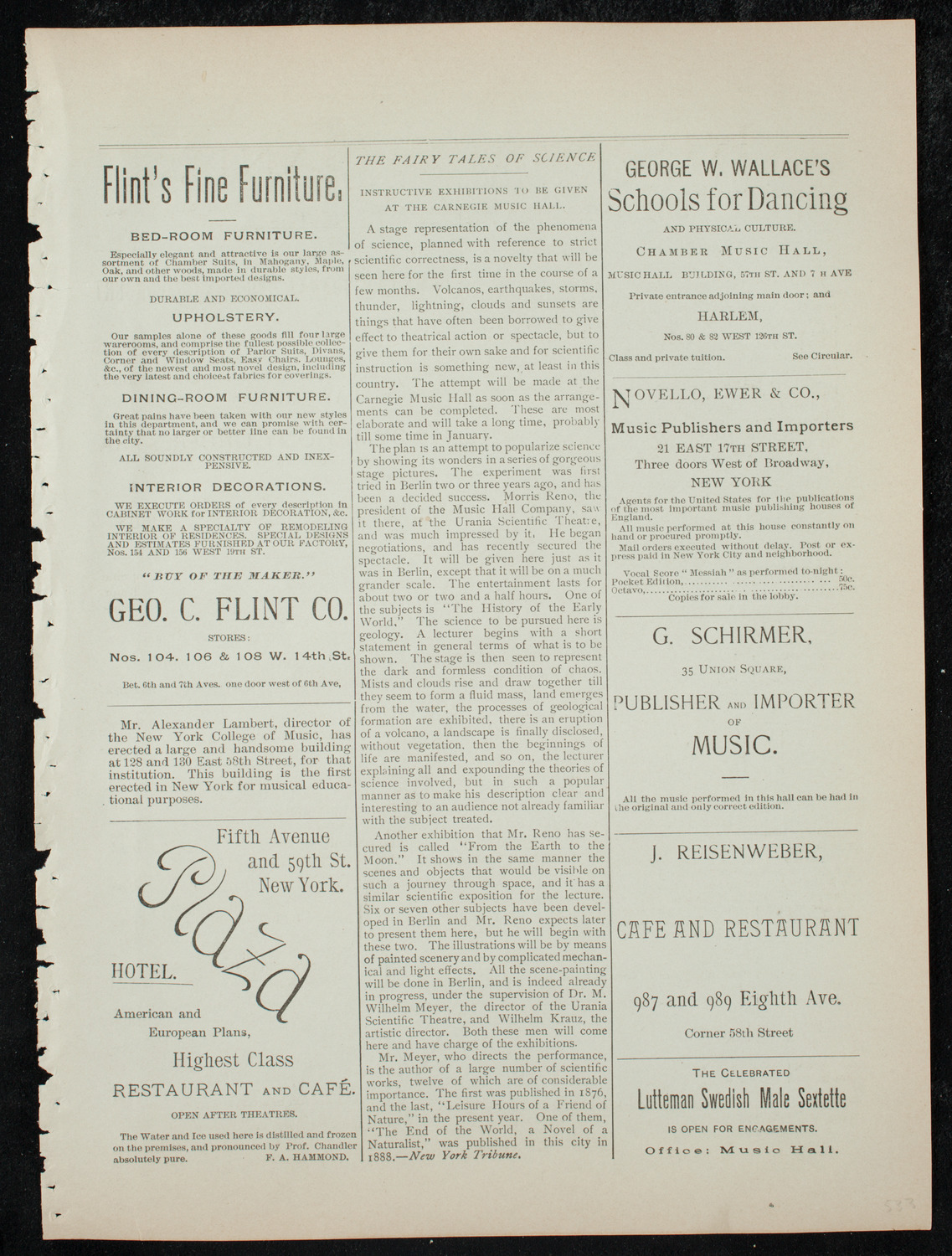 New York Symphony String Quartet, January 3, 1892, program page 9