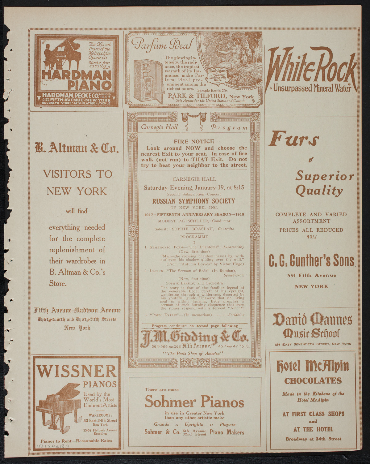 Russian Symphony Society of New York, January 19, 1918, program page 5