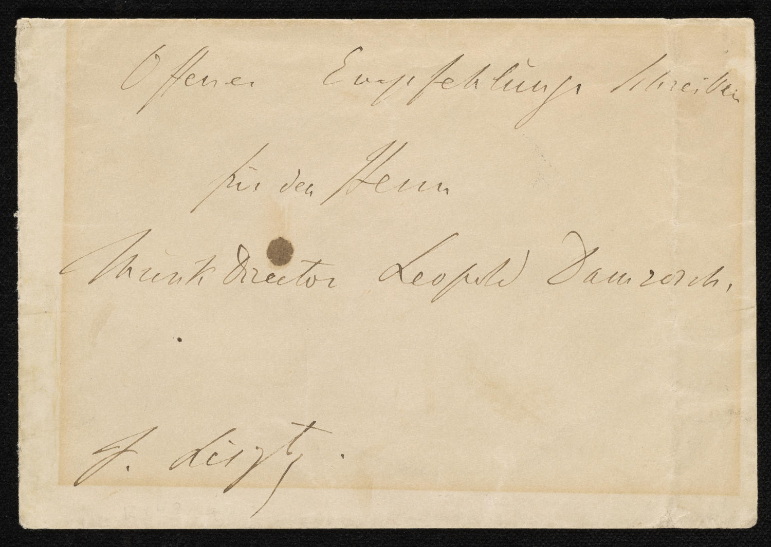 Envelope for Franz Liszt calling card, October 4, 1860