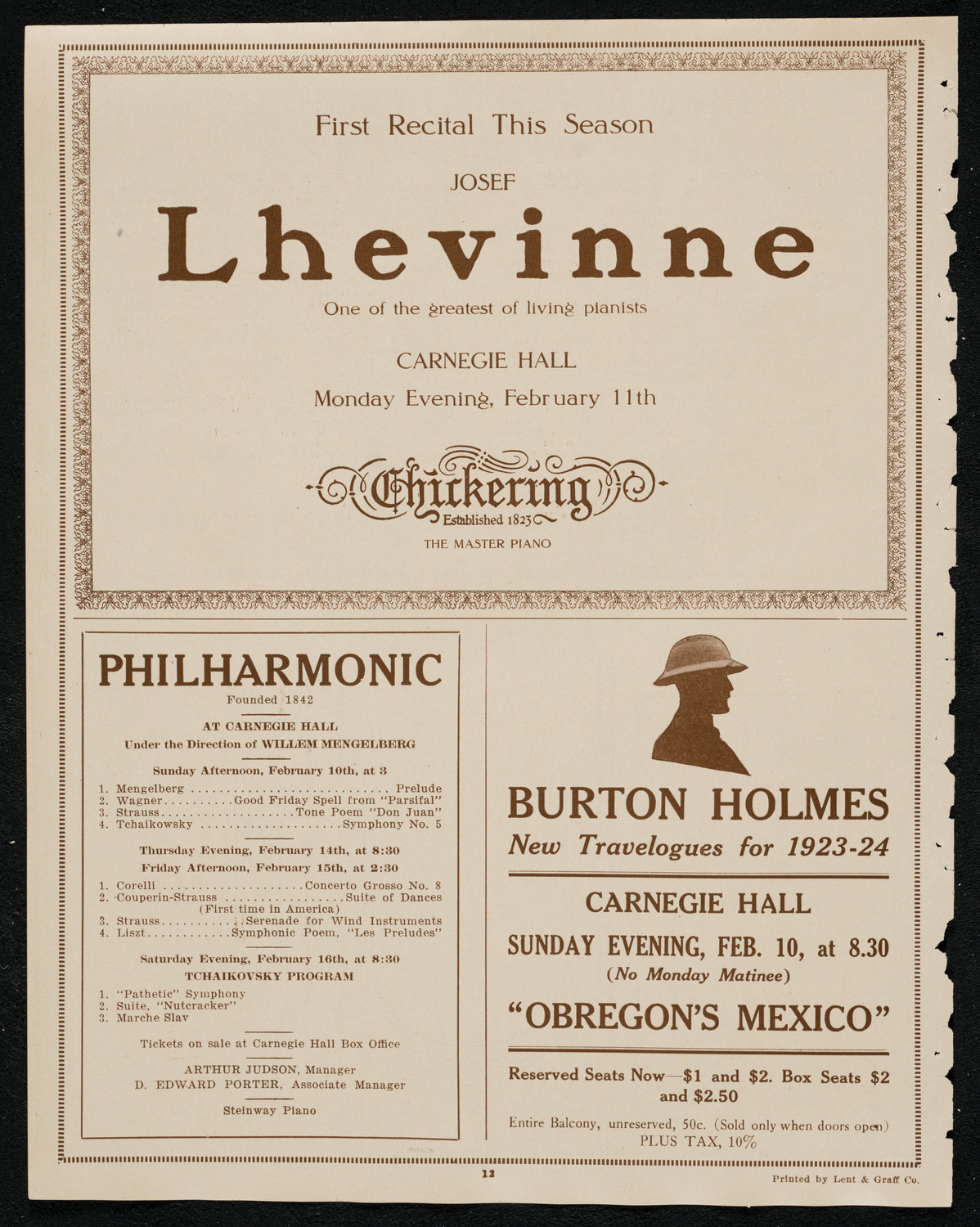 New York Philharmonic, February 8, 1924, program page 12