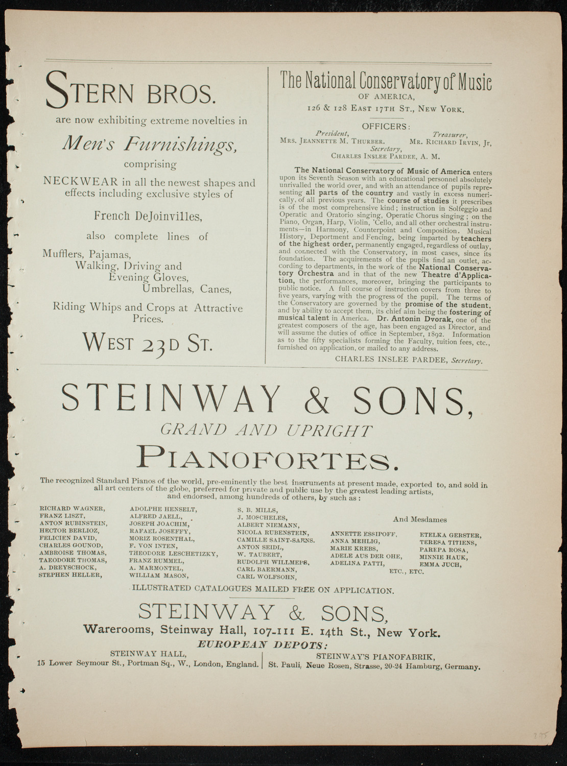 New York Symphony String Quartet, December 6, 1891, program page 7