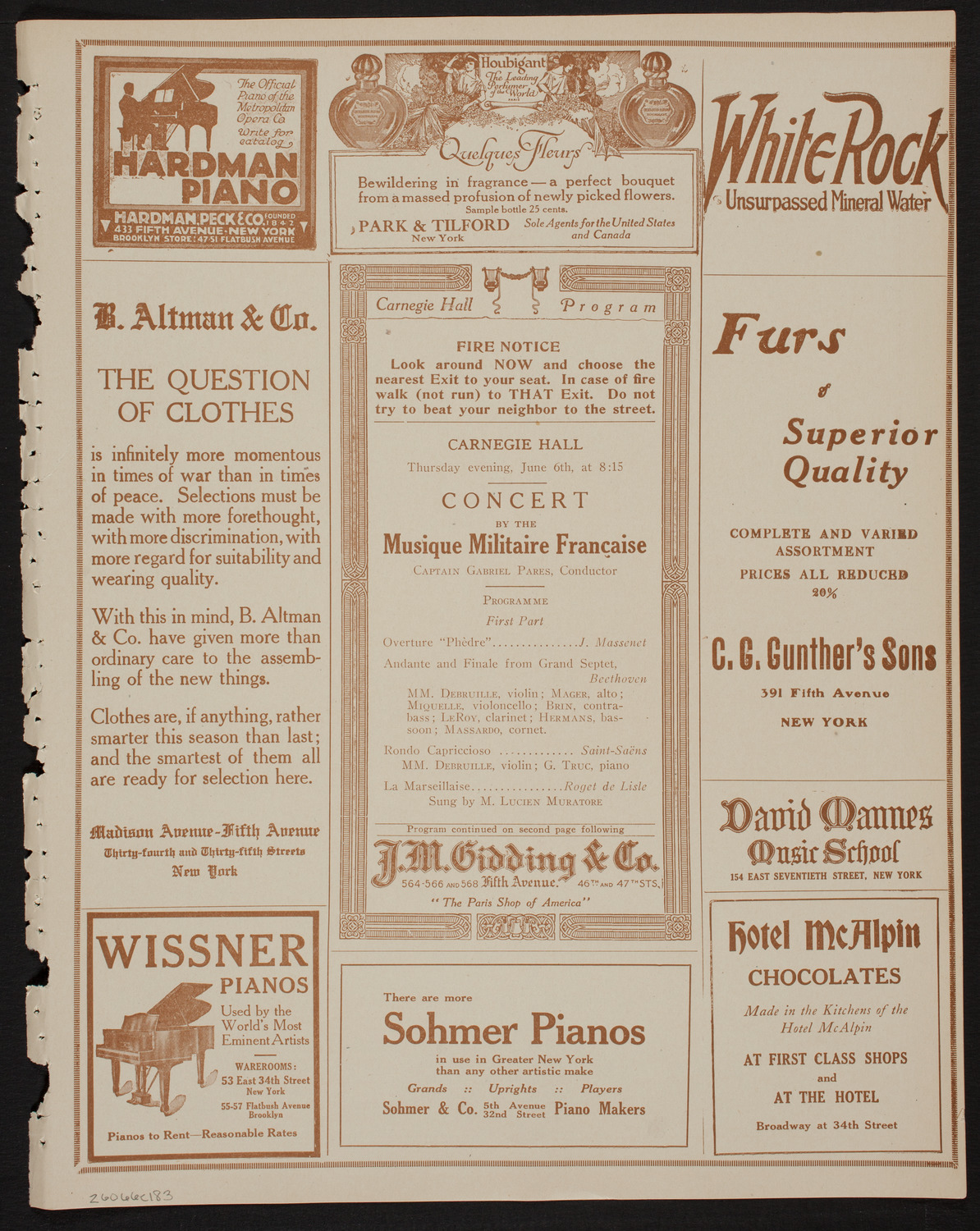 Musique Militaire Française, June 6, 1918, program page 5