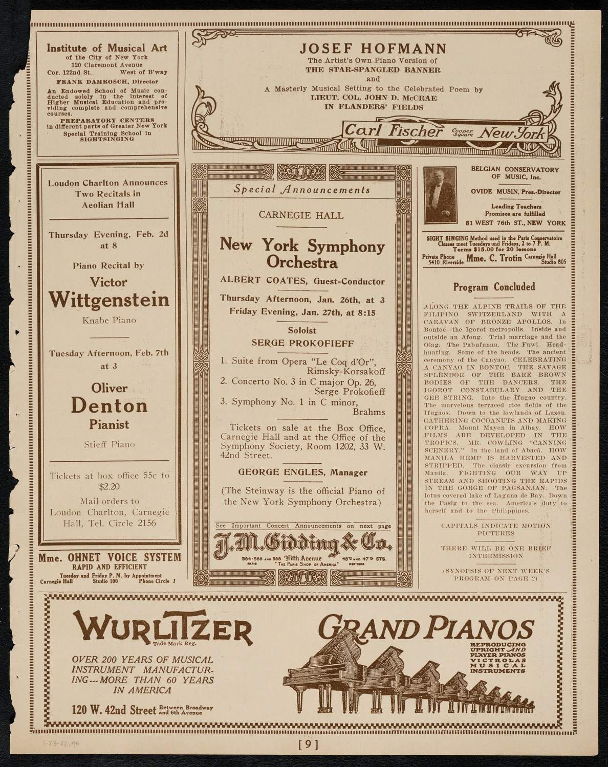 Burton Holmes Travelogue: Inspecting the Philippines, January 23, 1922, program page 9