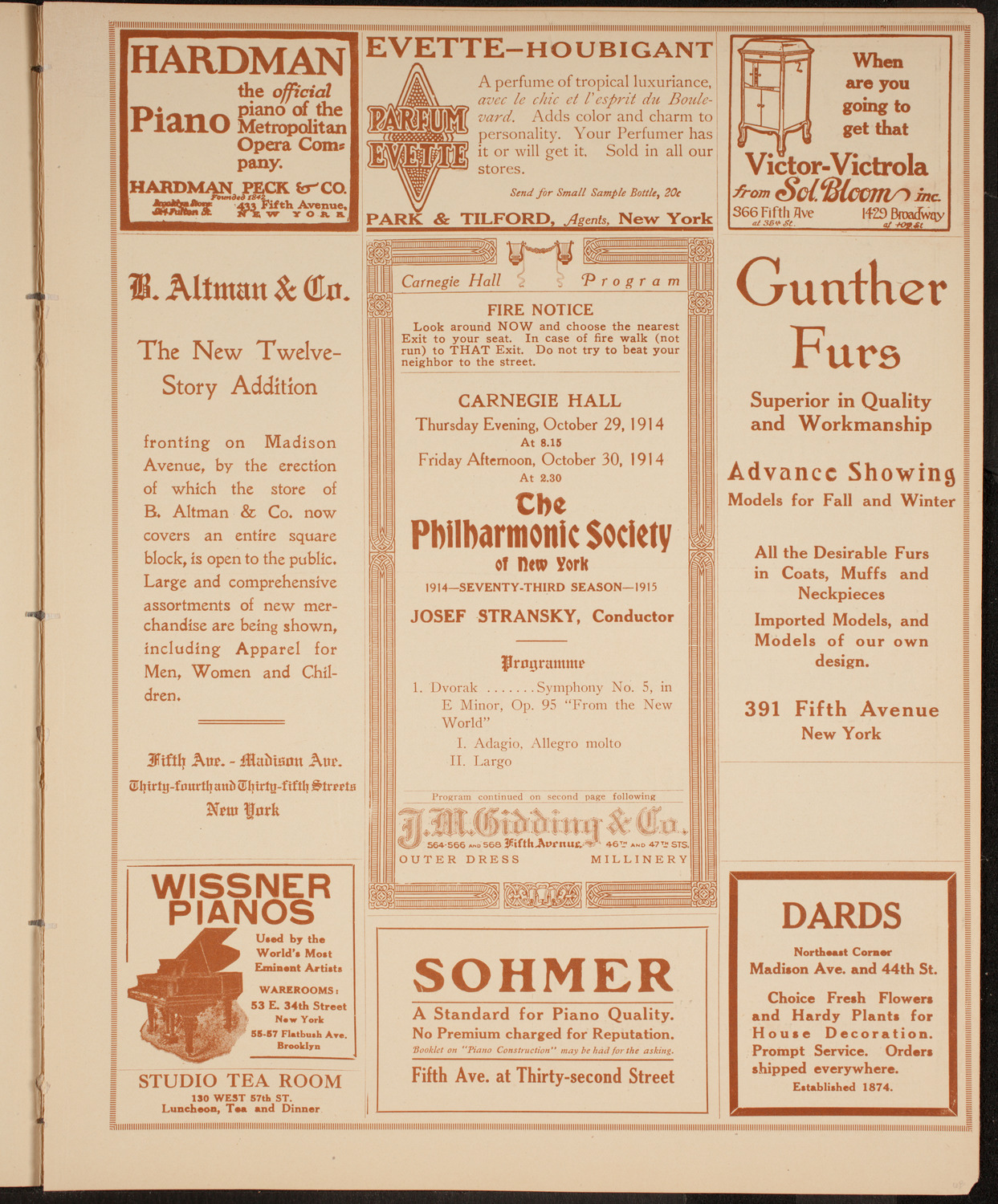New York Philharmonic, October 29, 1914, program page 5