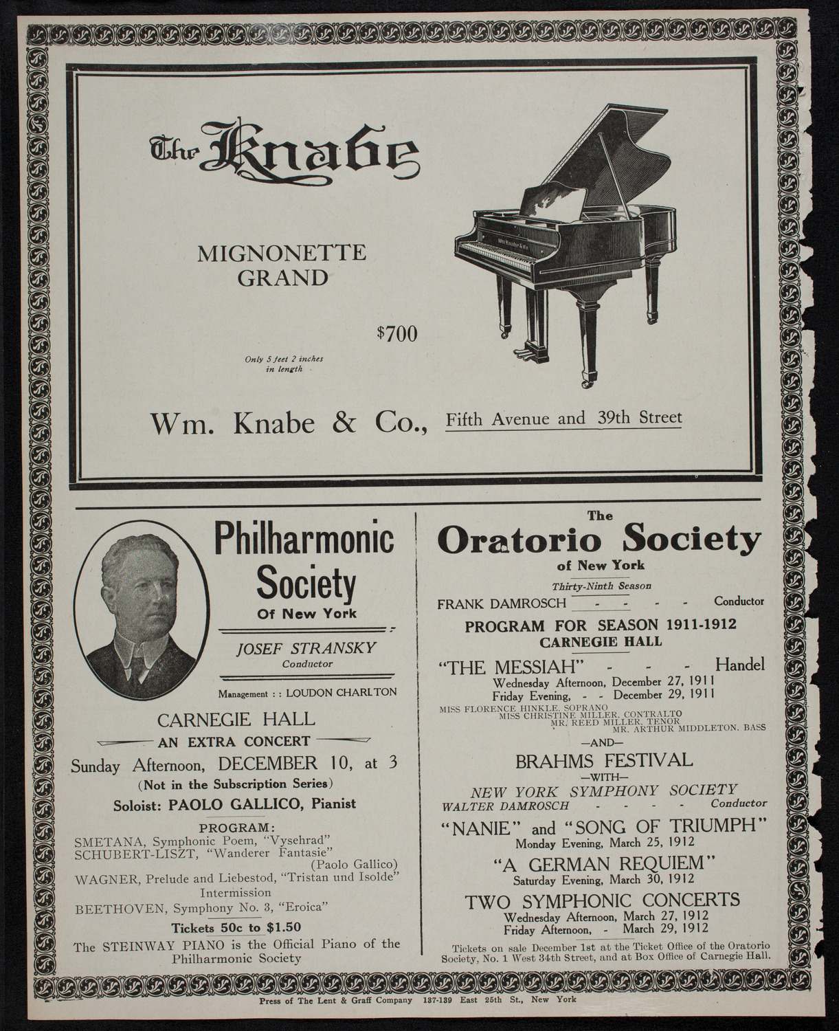 New York Philharmonic, December 1, 1911, program page 12