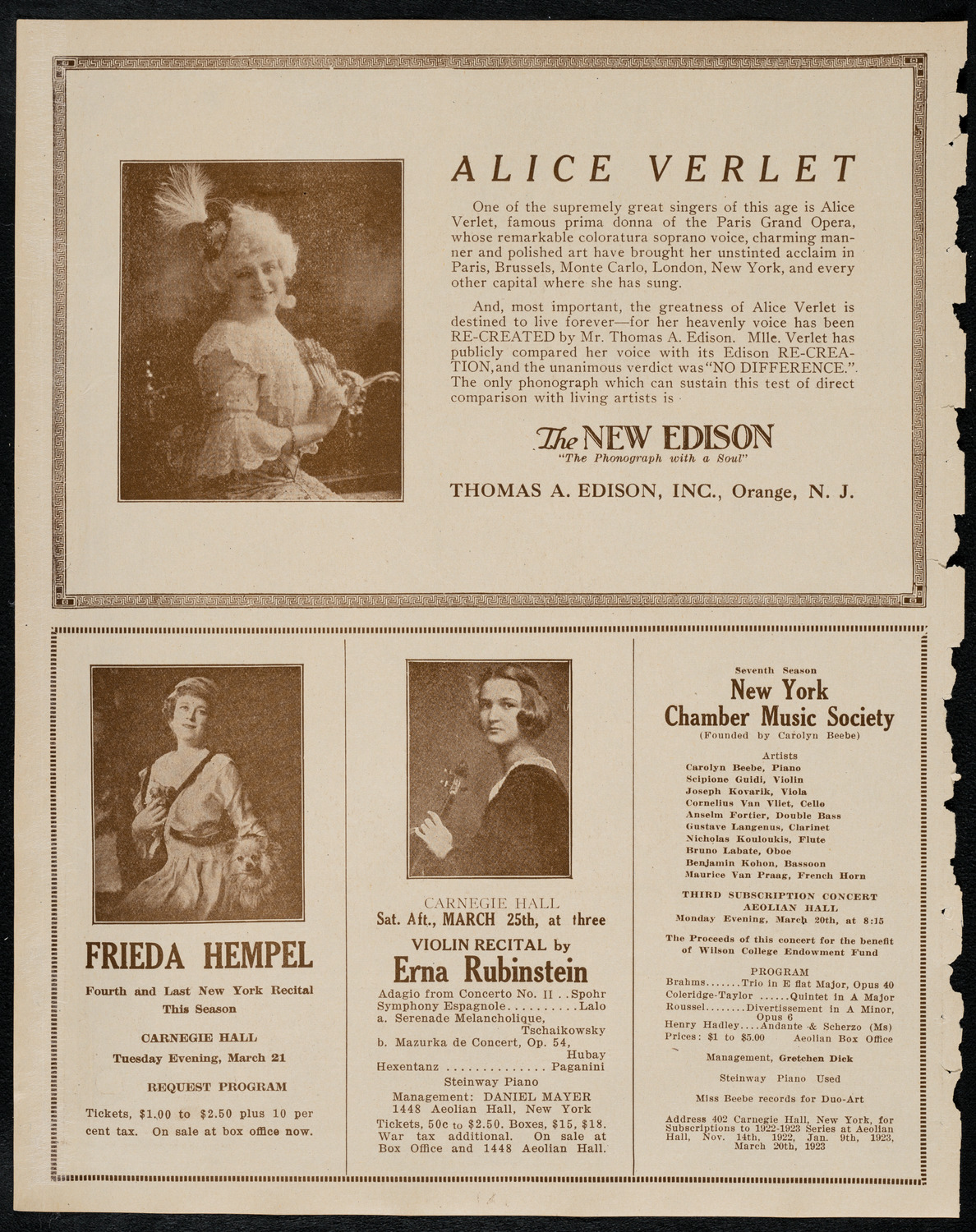 Philadelphia Orchestra, March 14, 1922, program page 2