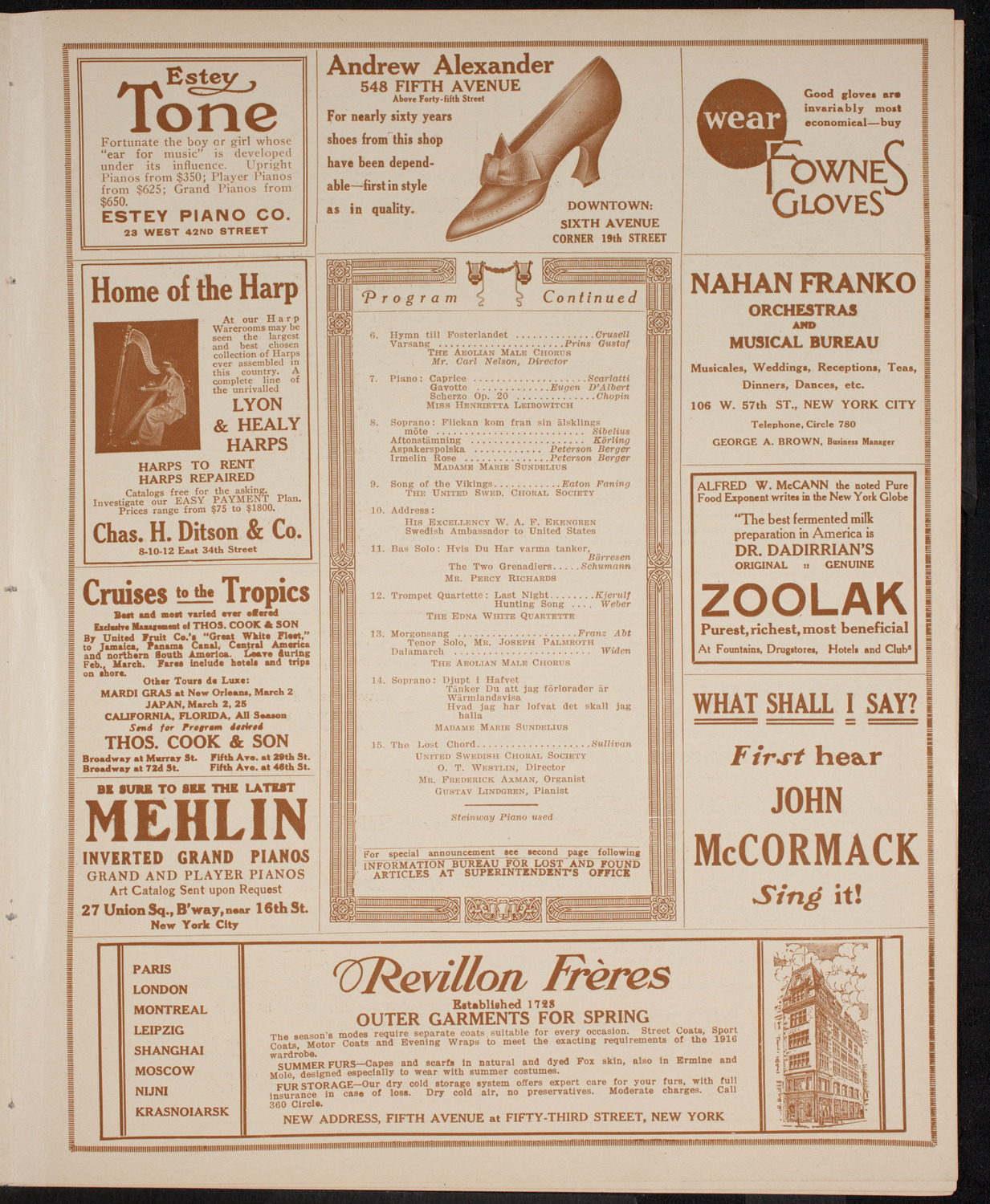 Benefit: Scandinavian Emigrant Home, April 1, 1916, program page 7