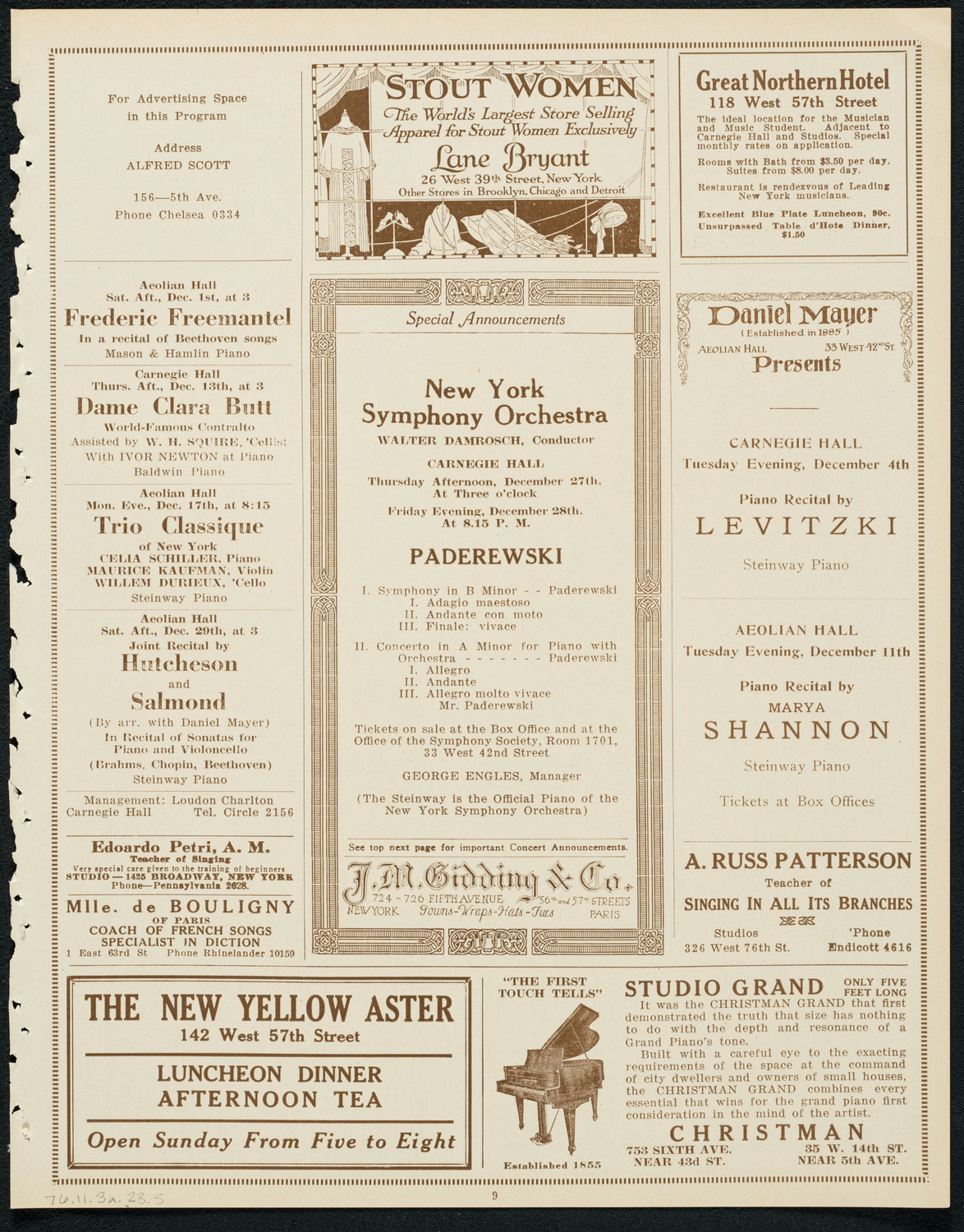 New York Philharmonic, November 30, 1923, program page 9