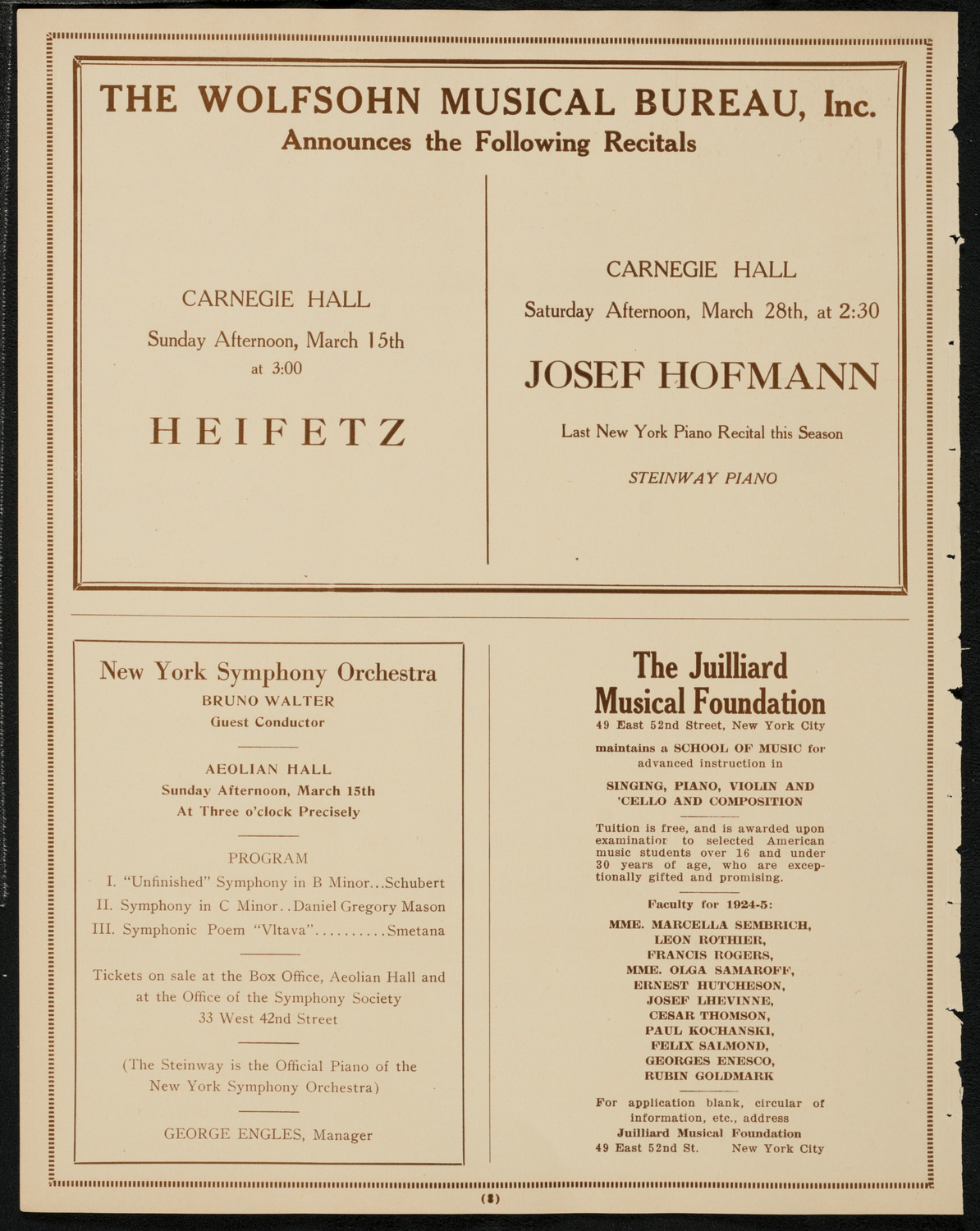 State Symphony Orchestra of New York, March 11, 1925, program page 8