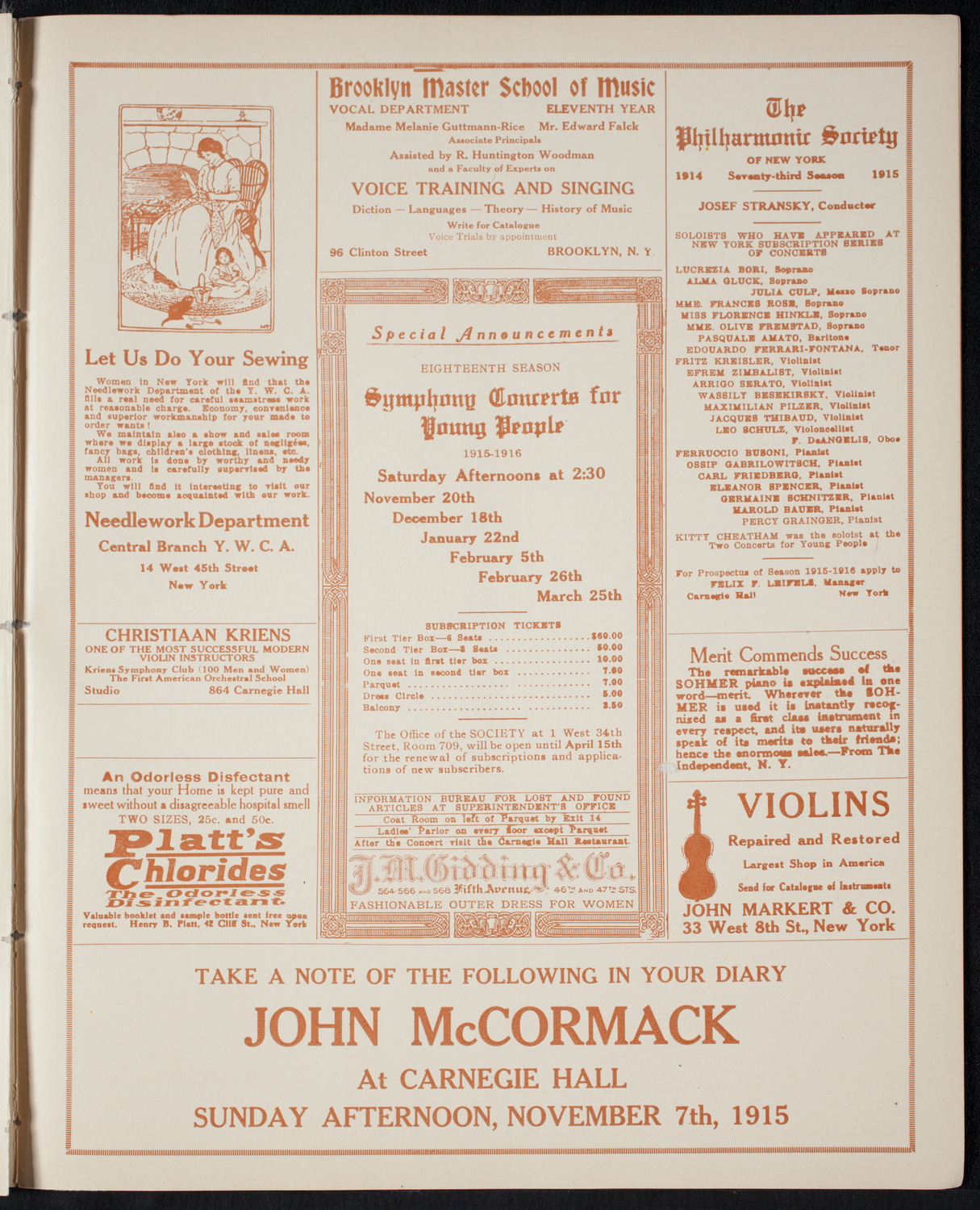 Graduation:  Packard Commercial School, May 25, 1915, program page 9