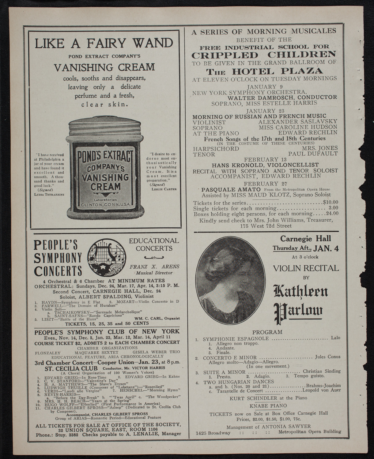 New York Philharmonic, December 21, 1911, program page 8