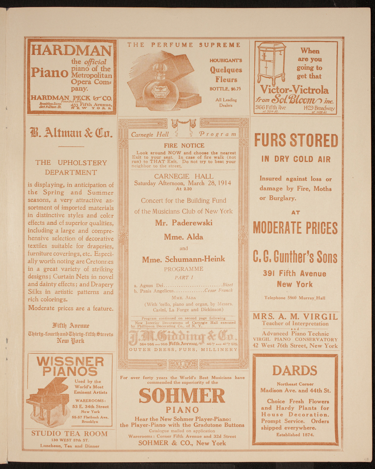 Ignacy Jan Paderewski, Piano, Frances Alda, Soprano, and Ernestine Schumann-Heink, Contralto, March 28, 1914, program page 5