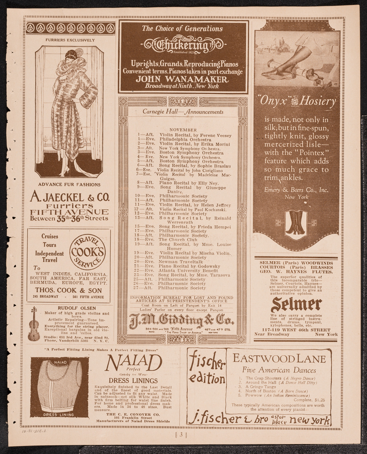 Richard Strauss with Philadelphia Orchestra, October 31, 1921, program page 3
