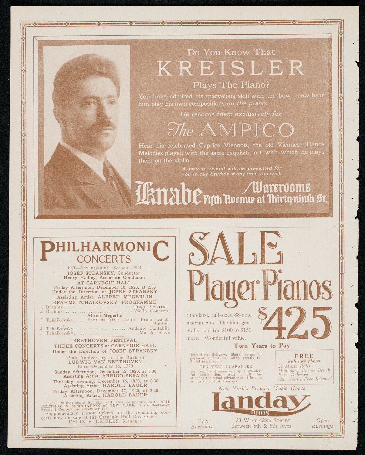 New York Philharmonic, December 9, 1920, program page 12