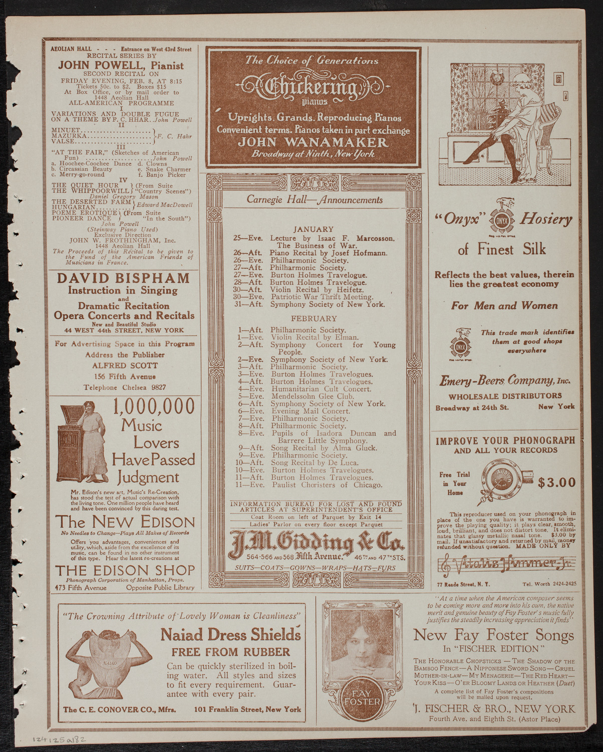 New York Philharmonic, January 25, 1918, program page 3
