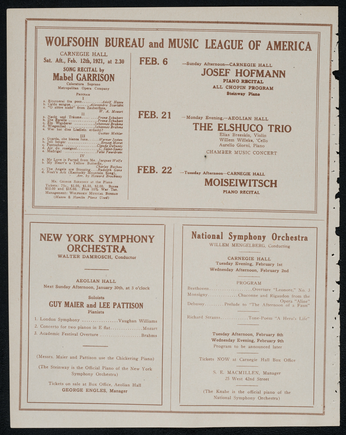 New York Symphony Orchestra, January 28, 1921, program page 8