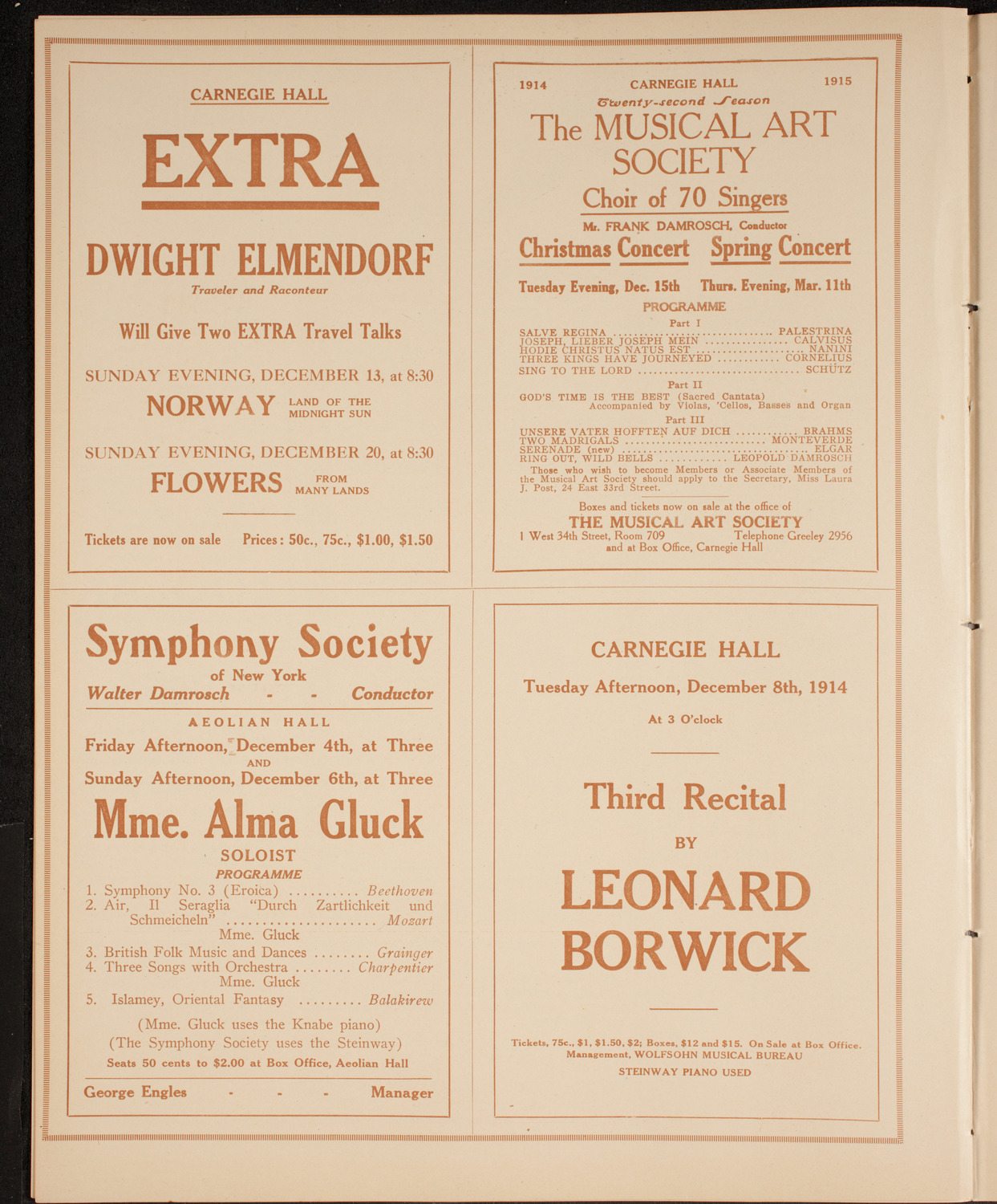 Elmendorf Lecture: Around Southern Europe, November 29, 1914, program page 8