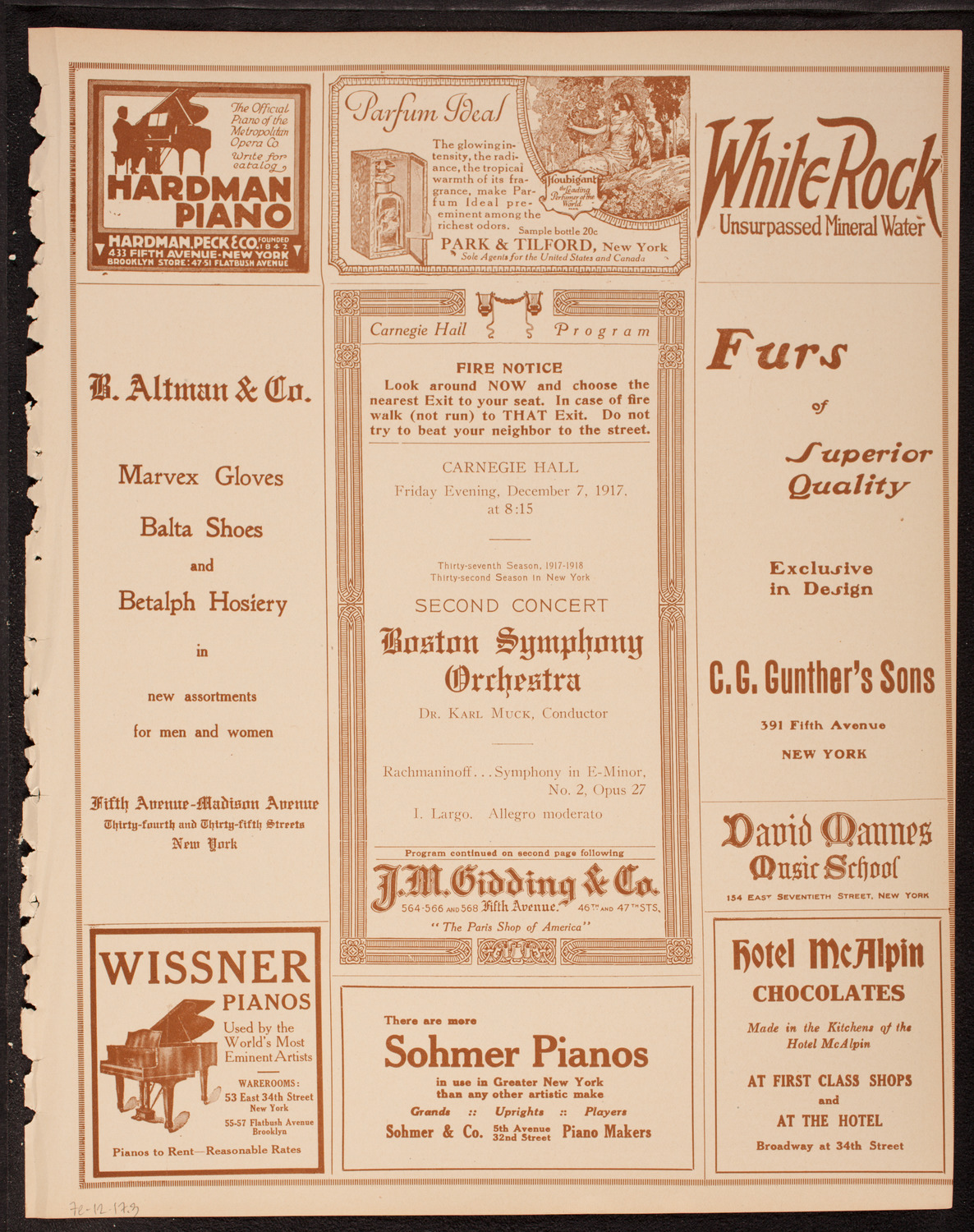 Boston Symphony Orchestra, December 7, 1917, program page 5
