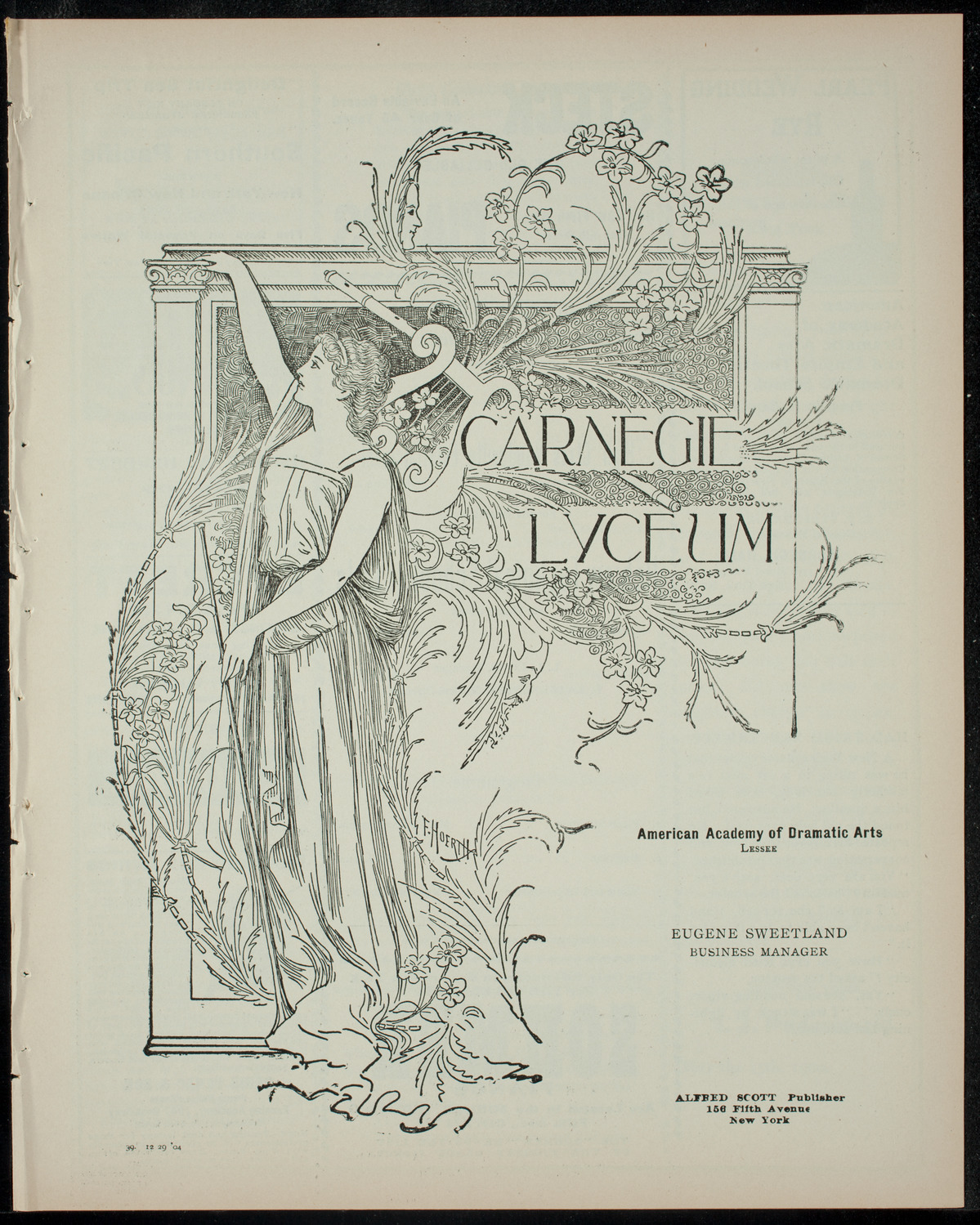 Benefit: Hebrew Technical School for Girls, December 29, 1904, program page 1