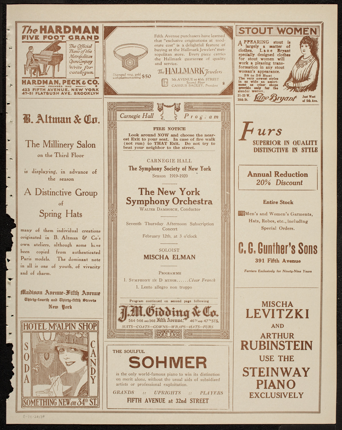 New York Symphony Orchestra, February 12, 1920, program page 5