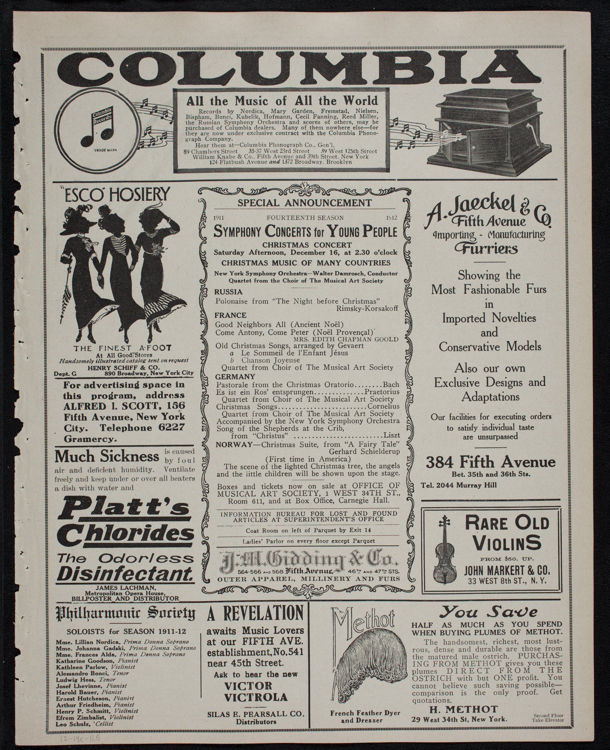 New York Philharmonic, December 14, 1911, program page 9