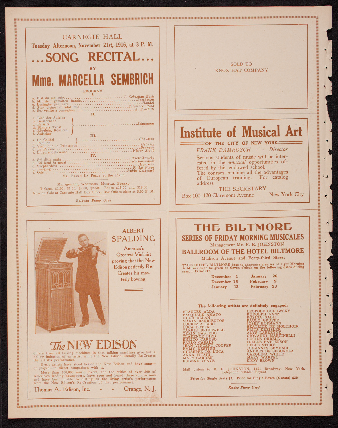 Symphony Concert for Young People, November 18, 1916, program page 2