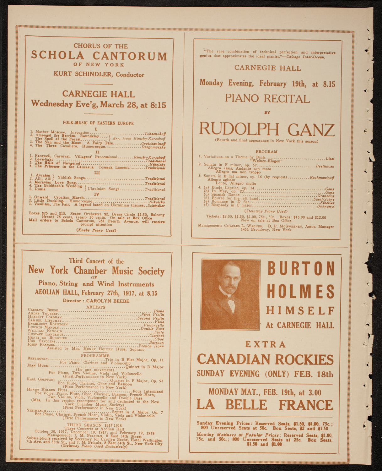 New York Philharmonic, February 18, 1917, program page 10