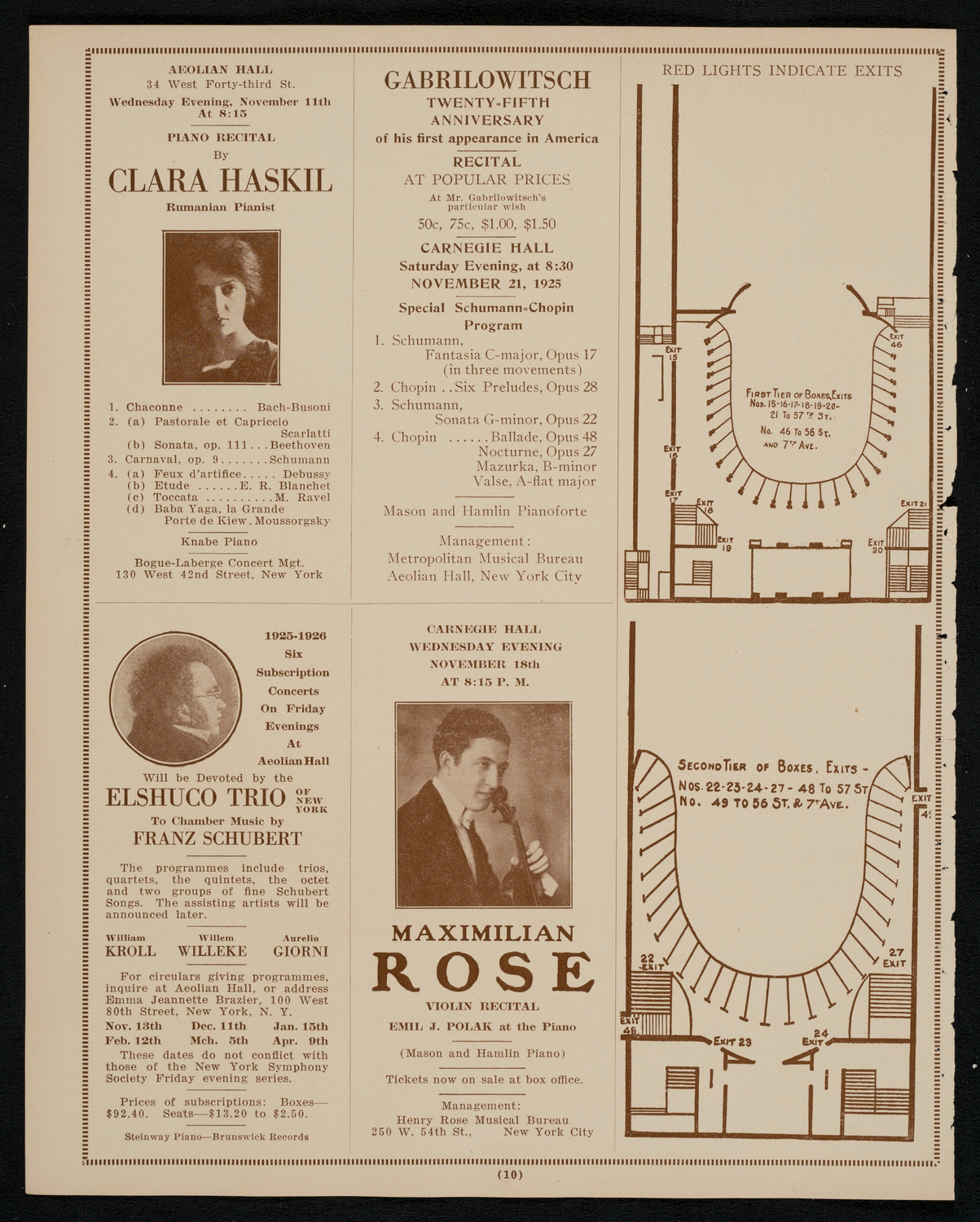 Mischa Elman, Violin, November 8, 1925, program page 10