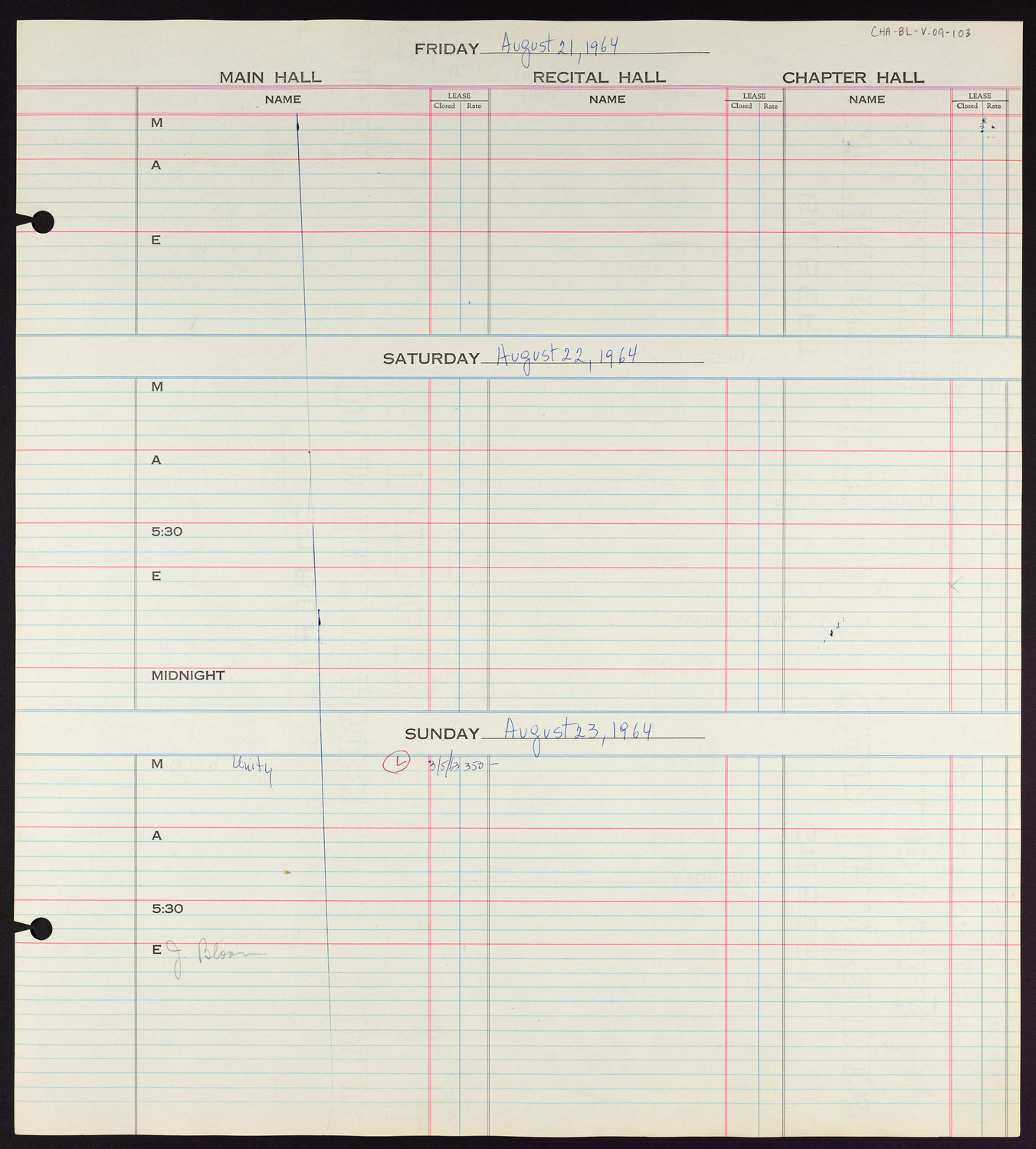 Carnegie Hall Booking Ledger, volume 9, page 103