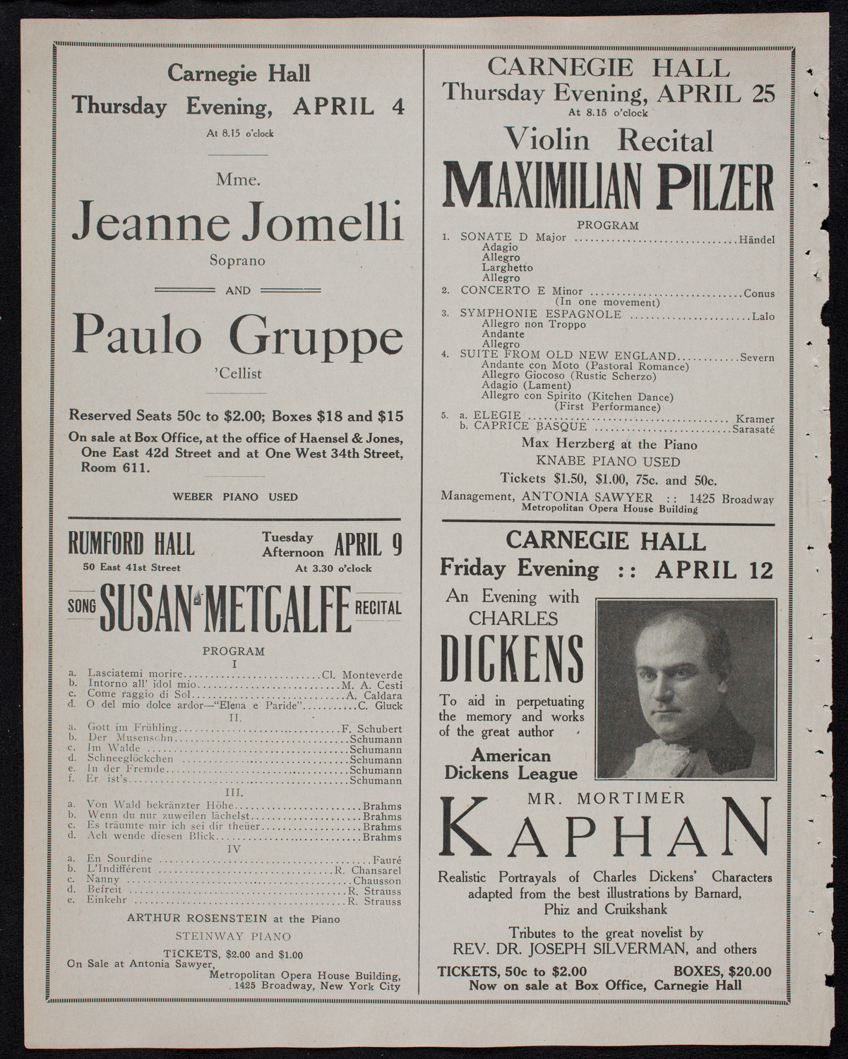 Royal Athenian String Orchestra, March 28, 1912, program page 10