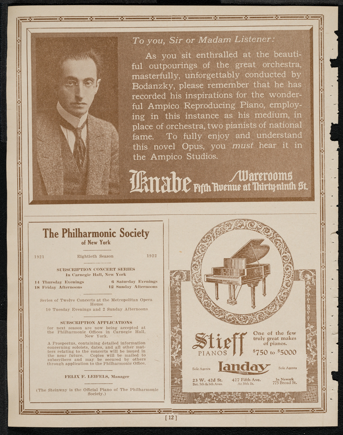 New York Philharmonic, March 27, 1921, program page 12