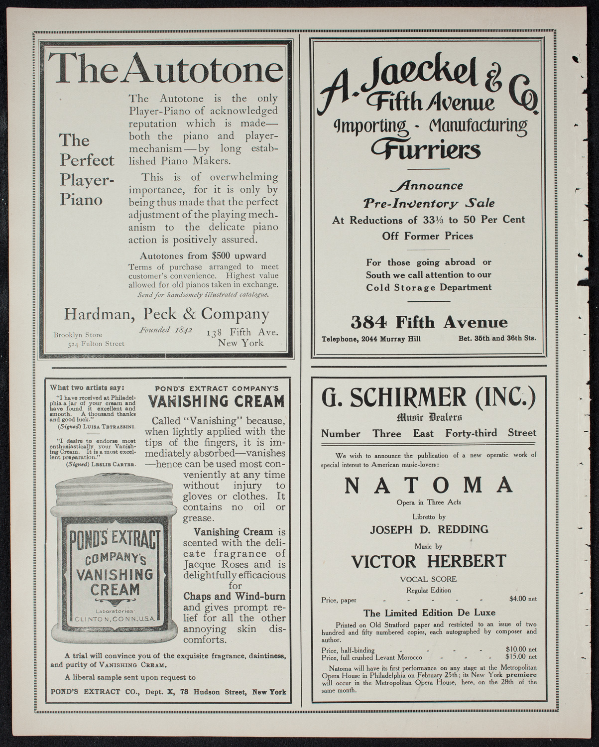 John McCormack, Tenor, February 26, 1911, program page 8