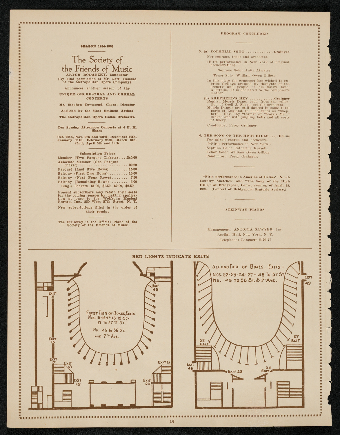 Grainger's Choral and Orchestral Concert, April 30, 1924, program page 10