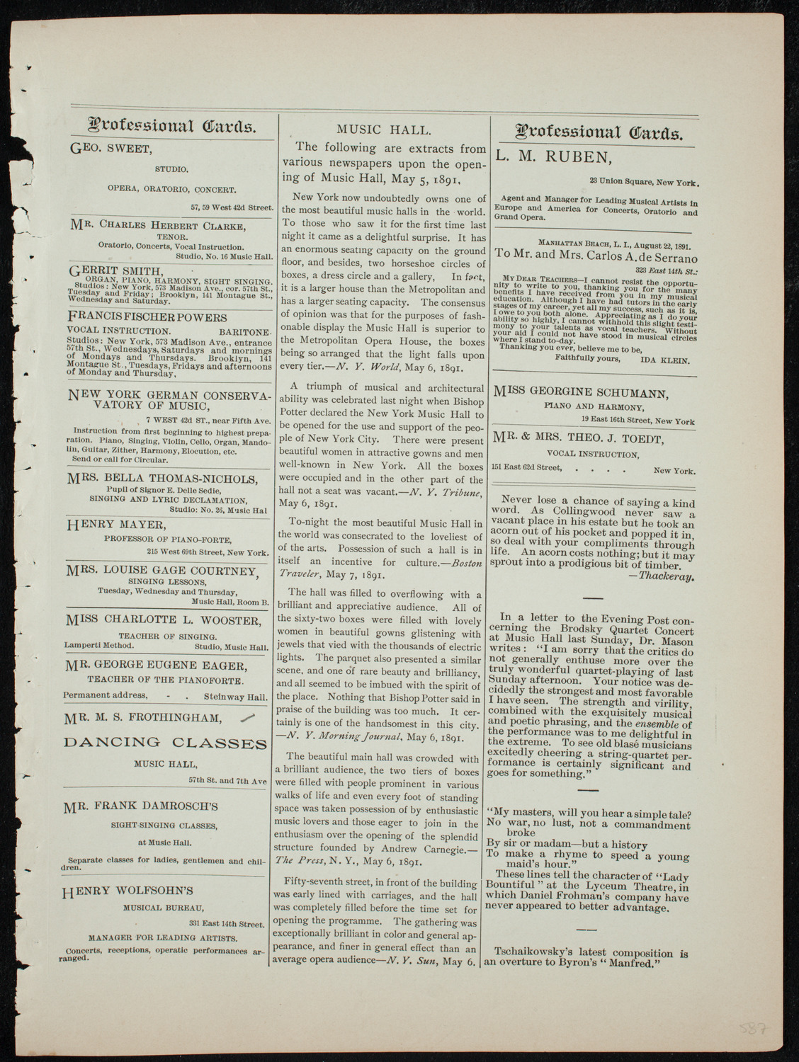 Cappa's Seventh Regiment Band, January 14, 1892, program page 11