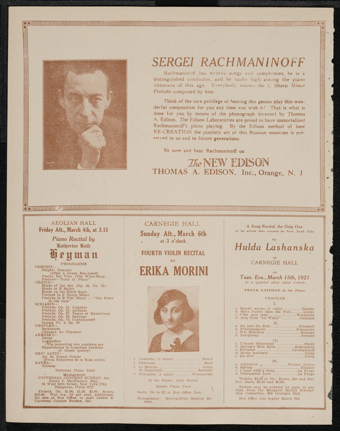 National Symphony Orchestra, February 27, 1921, program page 2