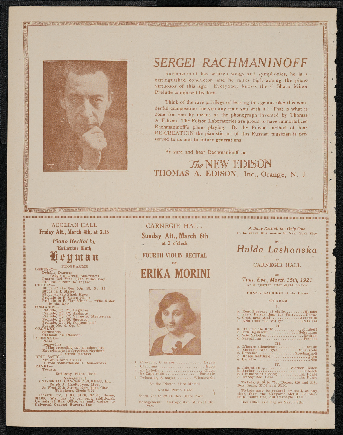 National Symphony Orchestra, February 27, 1921, program page 2