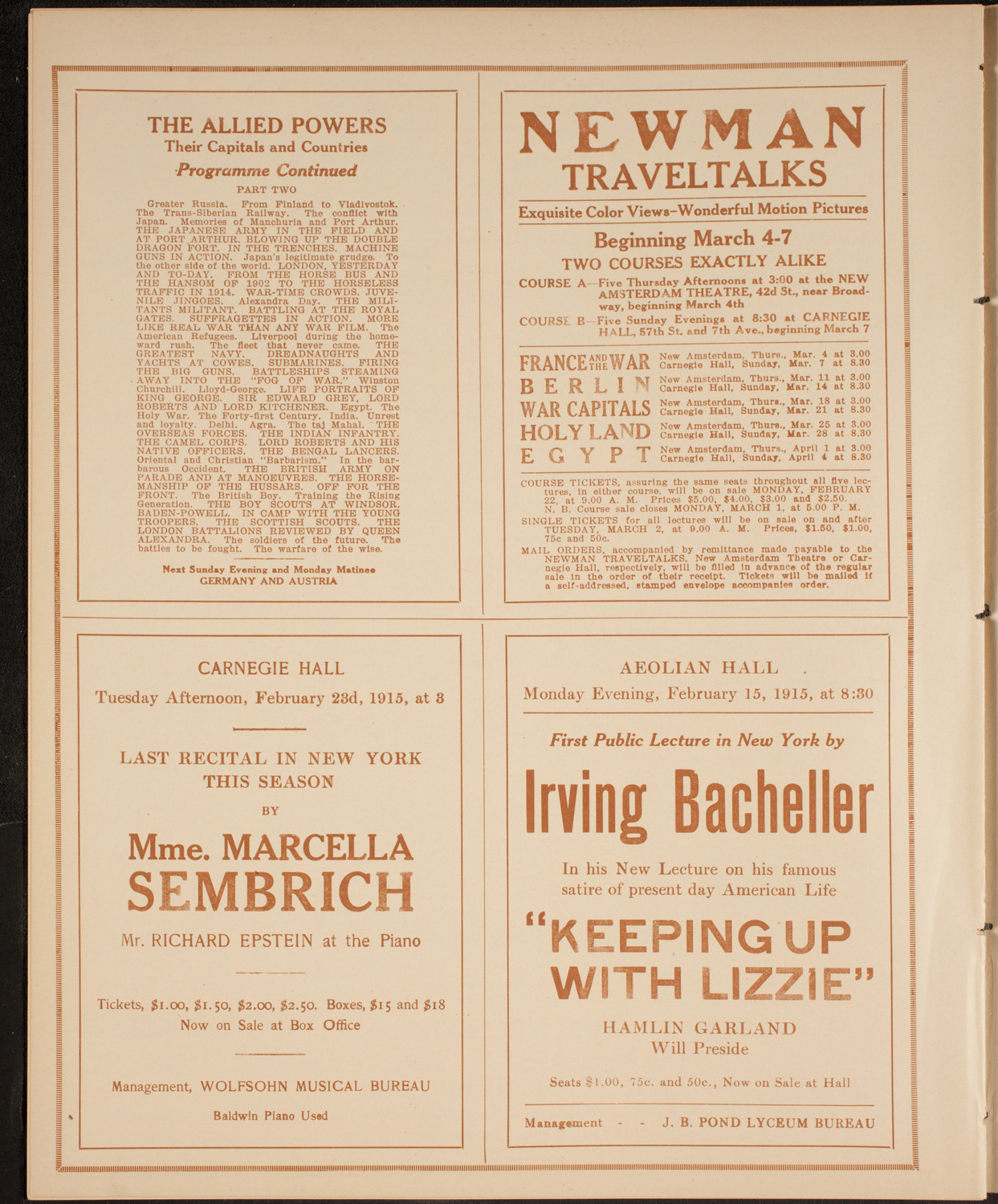 Burton Holmes Travelogue: The Allied Powers, February 15, 1915, program page 10