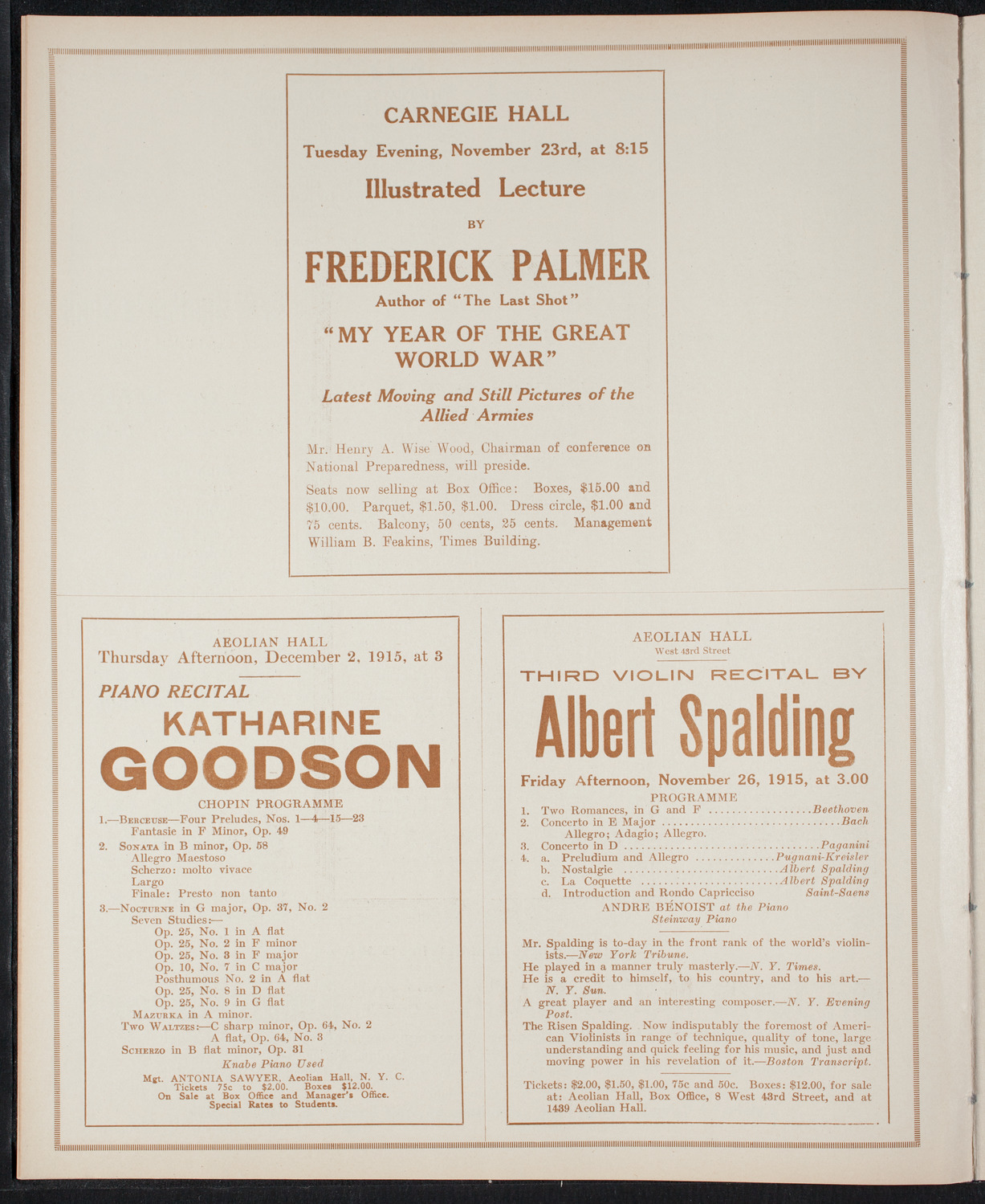 Herbert Witherspoon, Bass, November 23, 1915, program page 10